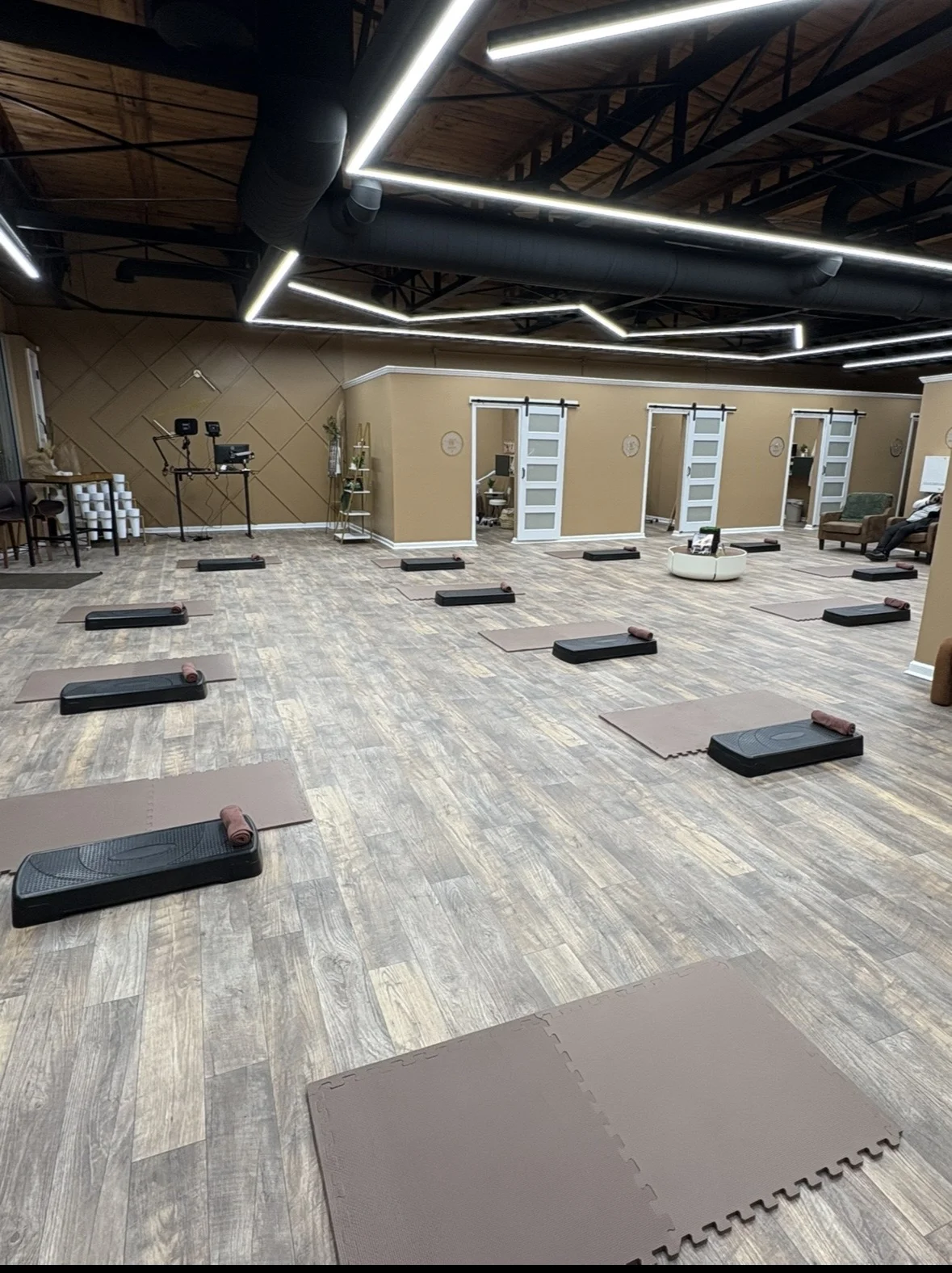 Exercise mats and step platforms at Contour Fitness Studio